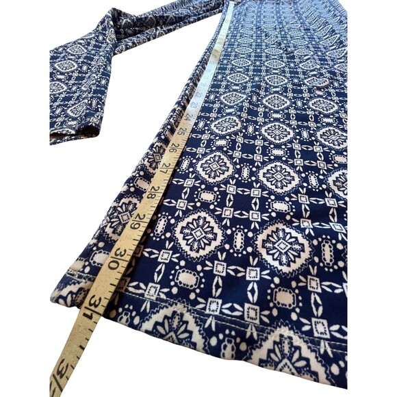 HALO Wide Leg Pull On Pants Women's Blue White Geometric Stretchy Waist Boho XL - Picture 9 of 13